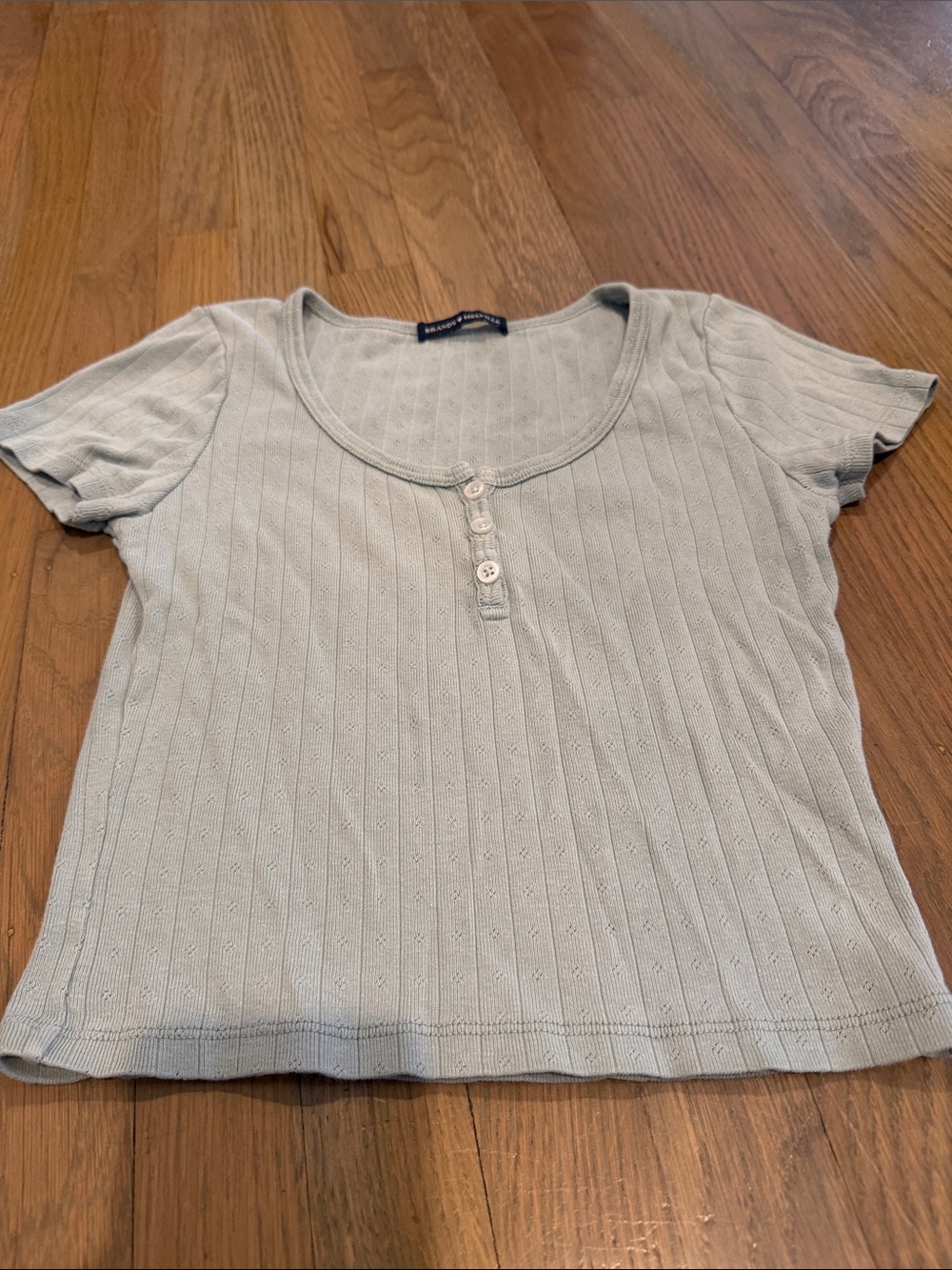 Brandy Merville_ Women’s Short Sleeve Scoop Neck Ribbed Top - Light Sage